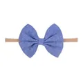 Soft blue denim fabric bow baby headband featuring a stretchy nude nylon hairband - 蓝色牛仔纹理蝴蝶结款(16)