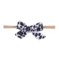 Soft nylon elastic headband for infants featuring a stylish leopard print fabric bow - 黑白豹纹印花蝴蝶结款(39)