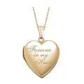Macro view of gold stainless steel heart locket with Forever in my Heart engraving - Gold Engraved (Forever in my heart)