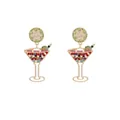 Paio di orecchini a forma di bicchiere da cocktail con strass colorati e fetta di limone - Multicolore