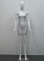 Full view of the silver gilded halter bandage mini dress on a display mannequin - XS / Silver