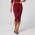 Burgundy high waisted cropped yoga leggings for women fitness and running. - S / Bottoms / Cherry Red