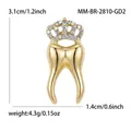 Broche créative en forme de dent dorée ornée d'une couronne en strass étincelant - Or AB Strass (MM-BR-2810-GD2)