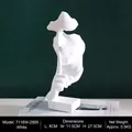 Modern white resin Silence is Golden sculpture for bookshelf and living room decor - Speak No Evil / M / White