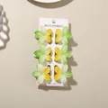 Set of 6 green and yellow gradient Frangipani flower hair clips on display card - Glossy Frangipani Style / 6 Pieces/Set (4cm/With Card) / Gradient Green Yellow