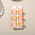6-piece gradient pink and yellow plumeria flower hair clips set for women's hairstyle - Glossy Frangipani Style / 6 Pieces/Set (4cm/With Card) / Red-Yellow Gradient