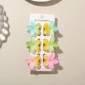 Set of 6 colorful gradient plumeria flower hair claw clips for women hair styling - Glossy Frangipani Style / 6 Pieces/Set (4cm/With Card) / Mixed Color B