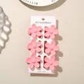 Set of 6 elegant matte pink flower-shaped mini hair claw clips for women styling - 3.5cm Matte Five-Petal Style / Set of 6 / Pink / Bulk Packaging