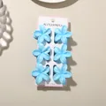 Set of six vibrant blue frangipani flower hair claw clips for elegant women's hairstyles - Pearly Plumeria Style (#1) / 6-Piece Set (4cm) / Sky Blue / Bulk Packaging