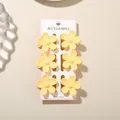 Set of six yellow plumeria flower hair claw clips for women hair accessories style - 3.5cm Matte Five-Petal Style / Set of 6 / Light Yellow / Bulk Packaging