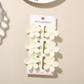 Set of 6 cream colored matte frangipani flower hair claw clips for elegant women's styling - 3.5cm Matte Five-Petal Style / Set of 6 / White / Bulk Packaging