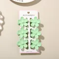 Set of 6 light green frangipani flower hair claw clips for vintage women styling - 3.5cm Matte Five-Petal Style / Set of 6 / Emerald Green / Bulk Packaging