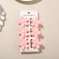 Set of six matte pink flower hair claw clips for women, elegant frangipani design - Five-Petal Flower / 6-Piece Set (With Card) / Matte Light Pink