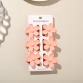 Set of six peach pink plumeria flower hair clips for women on a white display card - Five-Petal Flower / 6-Piece Set (With Card) / Matte Korean Pink