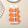 Set of 6 orange flower hair claw clips on display card for elegant women styling - Five-Petal Flower / 6-Piece Set (With Card) / Matte Orange