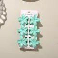 Set of six mint green pearlescent plumeria flower hair claw clips for women accessories - 4cm Pearly Frangipani Style / Set of 6 / Pearlescent Green