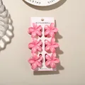 Set of six vibrant pink plumeria flower hair claw clips for elegant hair styling - 4cm Pearly Frangipani Style / Set of 6 / Pearlescent Rose Red