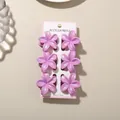 Set of six purple frangipani flower hair claw clips for elegant women's styling - 4cm Pearly Frangipani Style / Set of 6 / Pearl Purple