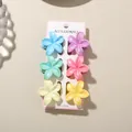 Set of six colorful plumeria flower hair claw clips in pastel pearl finishes - 4cm Pearly Frangipani Style / Set of 6 / Pearly Mixed Colors Style A