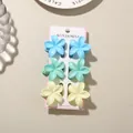 Set of 6 colorful frangipani flower hair claw clips in pastel shades of blue and green. - 4cm Pearly Frangipani Style / Set of 6 / Pearly Mixed Colors Style B