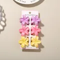 Set of 6 retro colorful plumeria flower hair claw clips in purple, pink and yellow - 4cm Pearly Frangipani Style / Set of 6 / Pearly Mixed Colors Style C