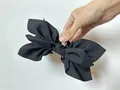 Elegant black fabric bow hair claw clip for women summer fashion hairstyles - Solid Black