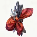 Elegant double-sided paisley print bow hair claw clip for women's summer beach vacation - Red And Blue Paisley