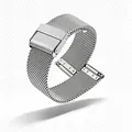 Silver Milanese loop stainless steel mesh watch strap with secure fold-over clasp - 18mm / Silver
