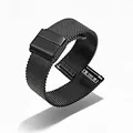 Premium black Milanese stainless steel mesh watch strap featuring a secure folding clasp - 22mm / Black