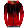 Sweat à capuche zippé pour homme avec imprimé éclaboussures rouge et noir tendance - Rouge