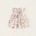 Ärmelloses Sommerkleid für Mädchen mit bunten Bären und Blumenmustern auf Weiß - 80 / Vorbestellung Weißer Cartoon-Druck (XQ26483)