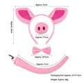 Cute pink plush pig costume set including ear headband nose bow tie and tail - Pink Pig Ears 4-Piece Set (Clip-on Tail)