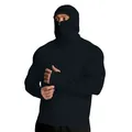 Heren zwarte outdoor zonwerende hoodie van ijs-zijde met geïntegreerd gezichtsmasker - M / Zwart