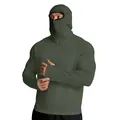 Heren outdoor zonbeschermende hoodie van ijs-zijde in olijfgroen met masker en duimgaten - M / Legergroen