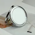 Elegante specchio da trucco pieghevole circolare in metallo argento per il fai-da-te - Argento (Fondo Solido)