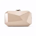 Elegant champagne gold geometric faceted evening clutch bag for weddings and parties - Nude