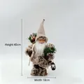 Rustic standing Santa Claus figurine with faux fur trim, height 40cm decoration - Beige Fur Robe Style (ML-Q1895)
