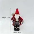 12 inch standing Santa Claus doll decorative figurine with berries bag 33cm height - Red Plaid Knitted Hat Style (ML-Q1893)