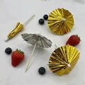 Decorative gold and silver foil cocktail umbrellas for party fruit picks and drinks - Gold Foil Umbrella Picks