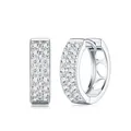 Elegant 925 sterling silver hoop earrings set with multiple sparkling moissanite stones - Style E17588 Moissanite 1.7/1.4mm