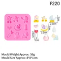 Baby theme pink silicone fondant mold with stroller and bottle shapes for cake decor - US 5 / Pink