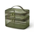 Professional army green double layer mesh travel makeup bag and toiletry organizer - Army Green Mesh (Double Layer)