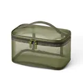 Army green mesh travel makeup bag with double zipper and top handle - Army Green Mesh (Single Layer)