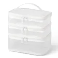 Professional white mesh cosmetic travel organizer bag with double zipper and handle - White Mesh (Triple Layer)