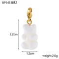 Cute white resin gummy bear pendant charm with gold lobster clasp for DIY jewelry - White (BP1453B12)