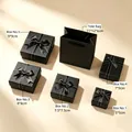 Set of black jewelry gift boxes with satin ribbons and tote bags in various sizes - Classic Black (Gold Edge)