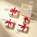 White jewelry gift box set with red ribbon bows and matching tote bag in various sizes - Starlight Pearl White Style