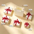 White jewelry gift boxes with red ribbons in various sizes and a matching paper bag - 5X5X3cm / Cream Letter Style