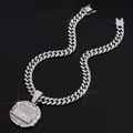Collier luxueux à maillons cubains glacés avec pendentif La Cène en finition argentée - Collier La Cène Argent (08ck)