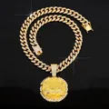 Collier pendentif La Cène glacé avec chaîne cubaine dorée et strass brillants de luxe - Collier La Cène Or (08ck)